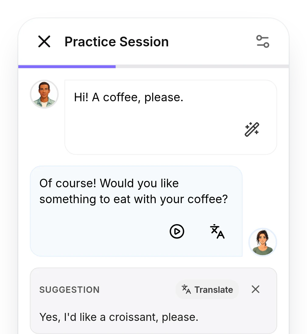 A speaking session in the Talkio app
