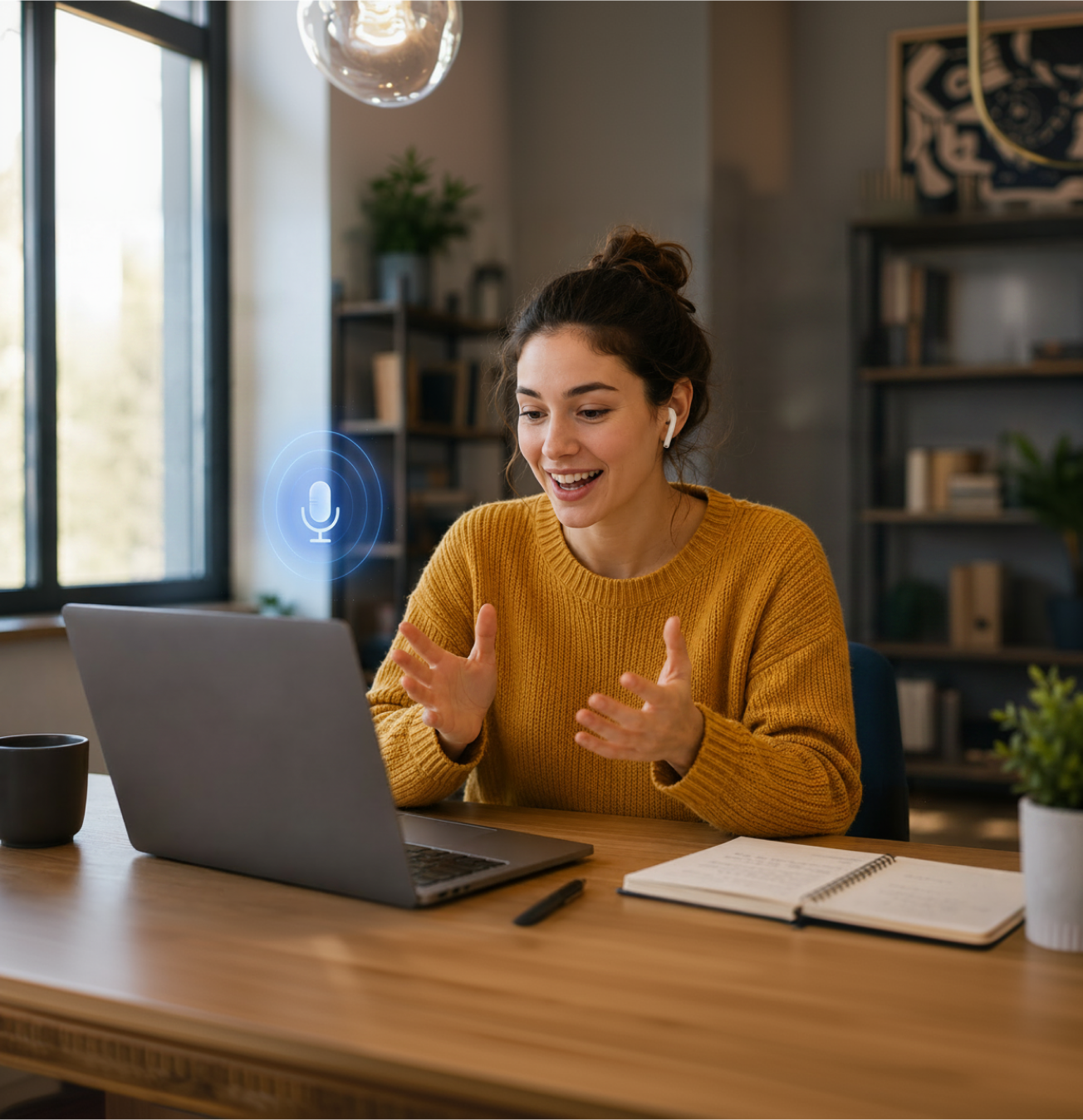 A learner practicing a language with a Talkio AI tutor